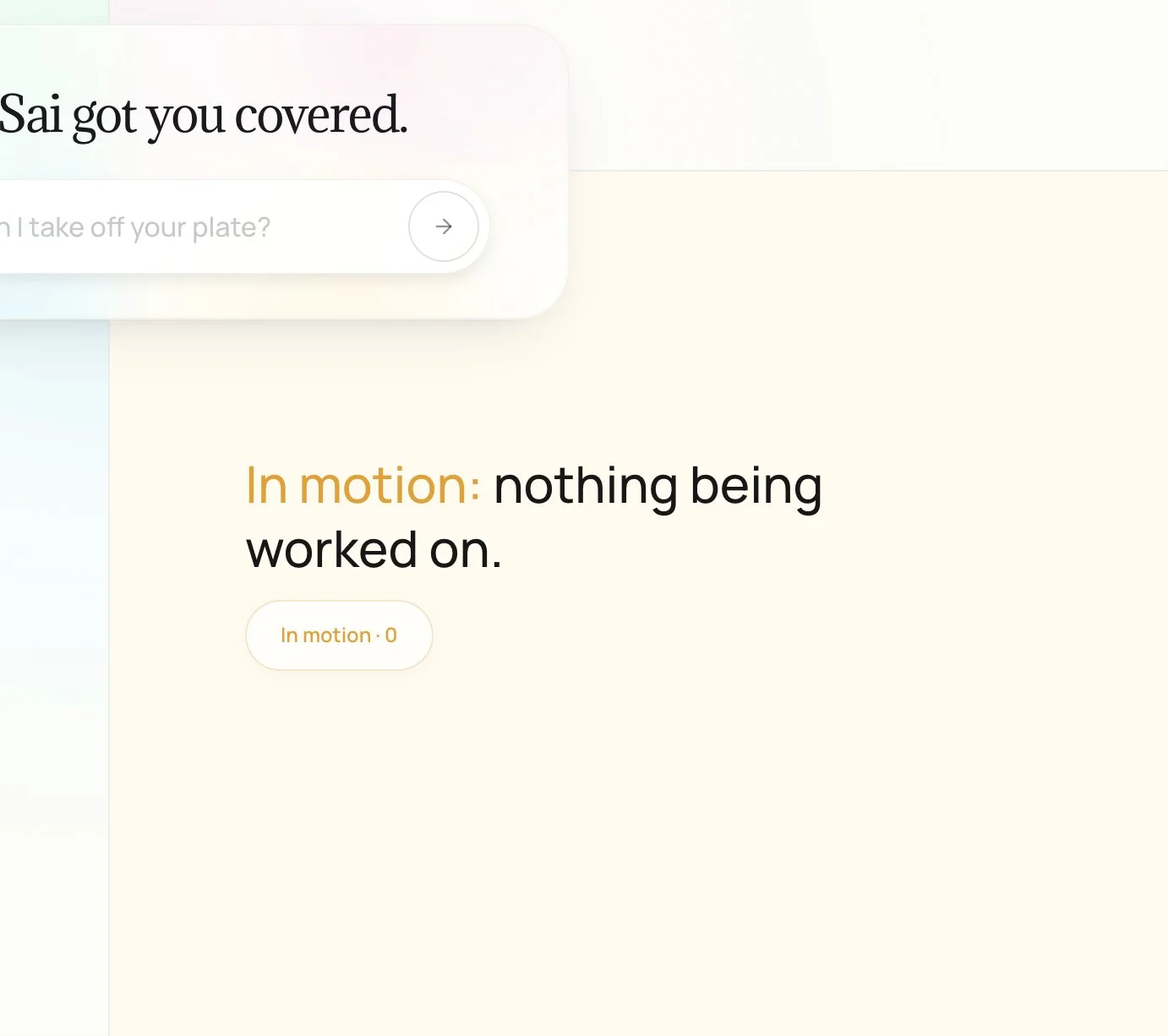 The In Motion section in Sai, where running tasks and their live computer views appear
