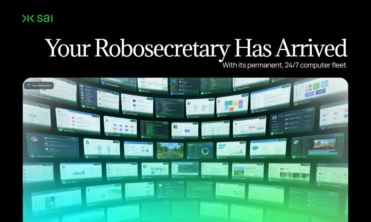 Meet Sai, your first robosecretary: one request fans out to a fleet of autonomous computers